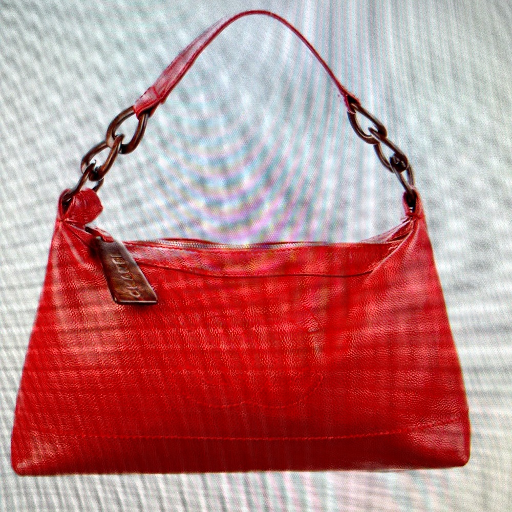Chanel excellent condition like new red handbag with chanel logo on front
